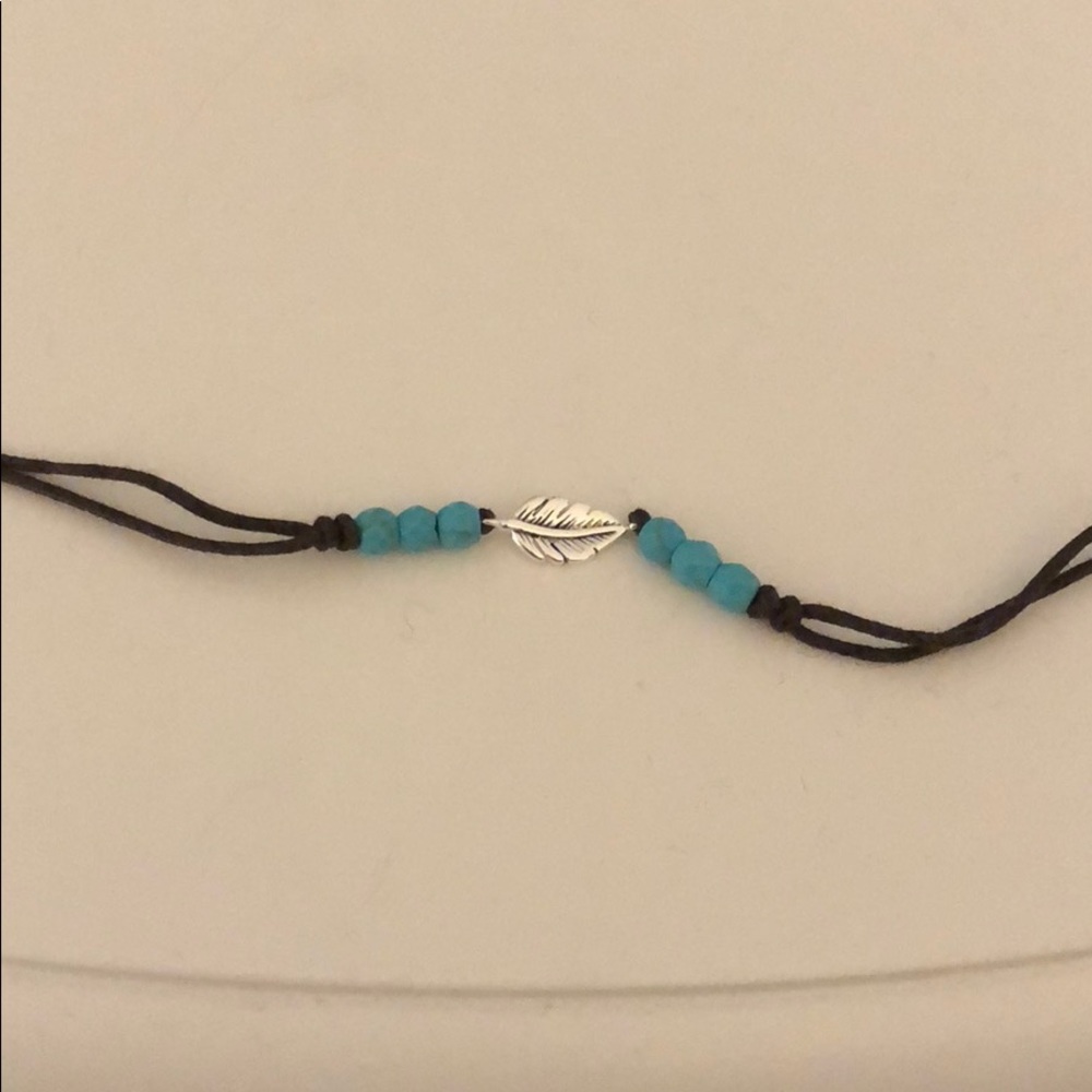 Leaf and bead wrap bracelet/choker